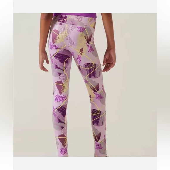 Athleta Kids Purple Patterned Leggings XM/14 Seamless Casual Stretch Activewear - Picture 16 of 16